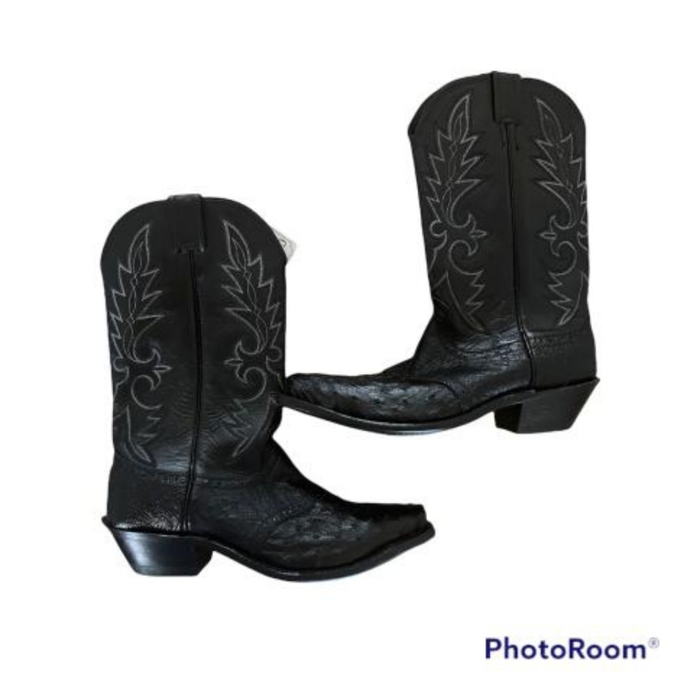 Vintage Larry Mahan's Black Leather Cowboy Boots Size 8.5B